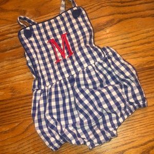 M monogrammed sunsuit 12m gender neutral